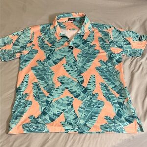 Bad Birdie Peach and Aqua Leaf Polo Golf